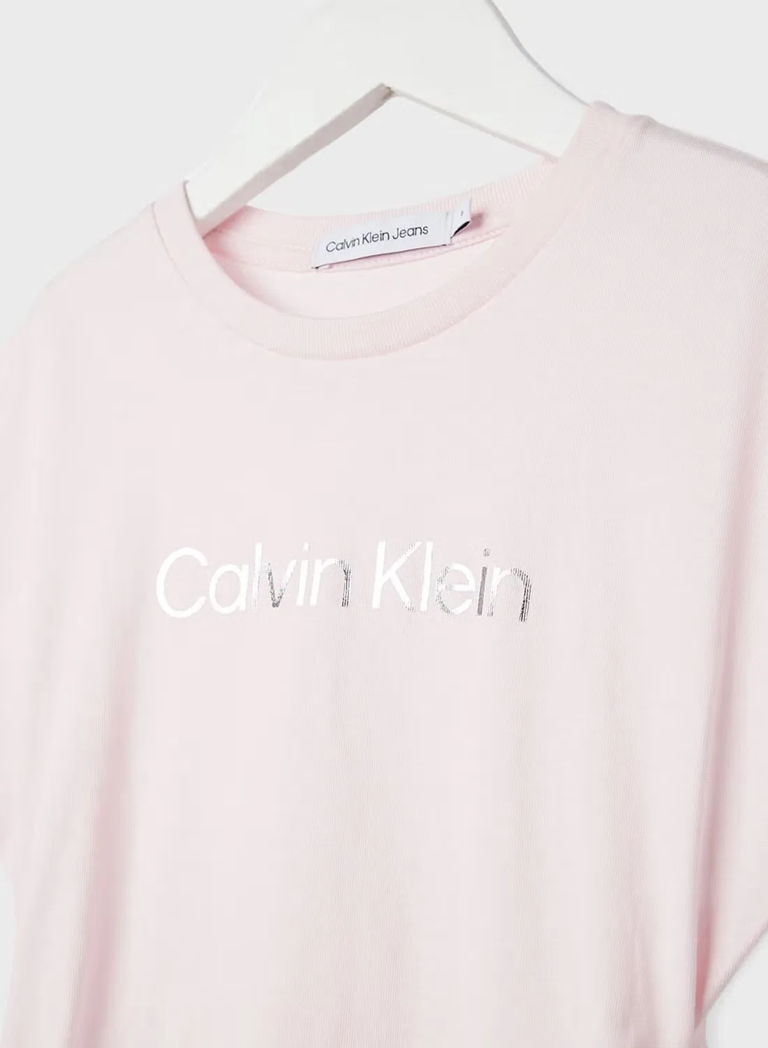 Платье с вырезом на спине Kids institutional logo Calvin Klein Jeans, розовый — фото 3