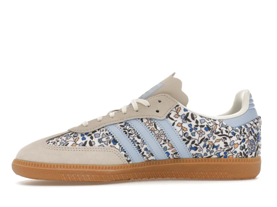 Детские кроссовки с цветочным принтом Adidas Samba OG, Blue/Off White/Gum — фото 3