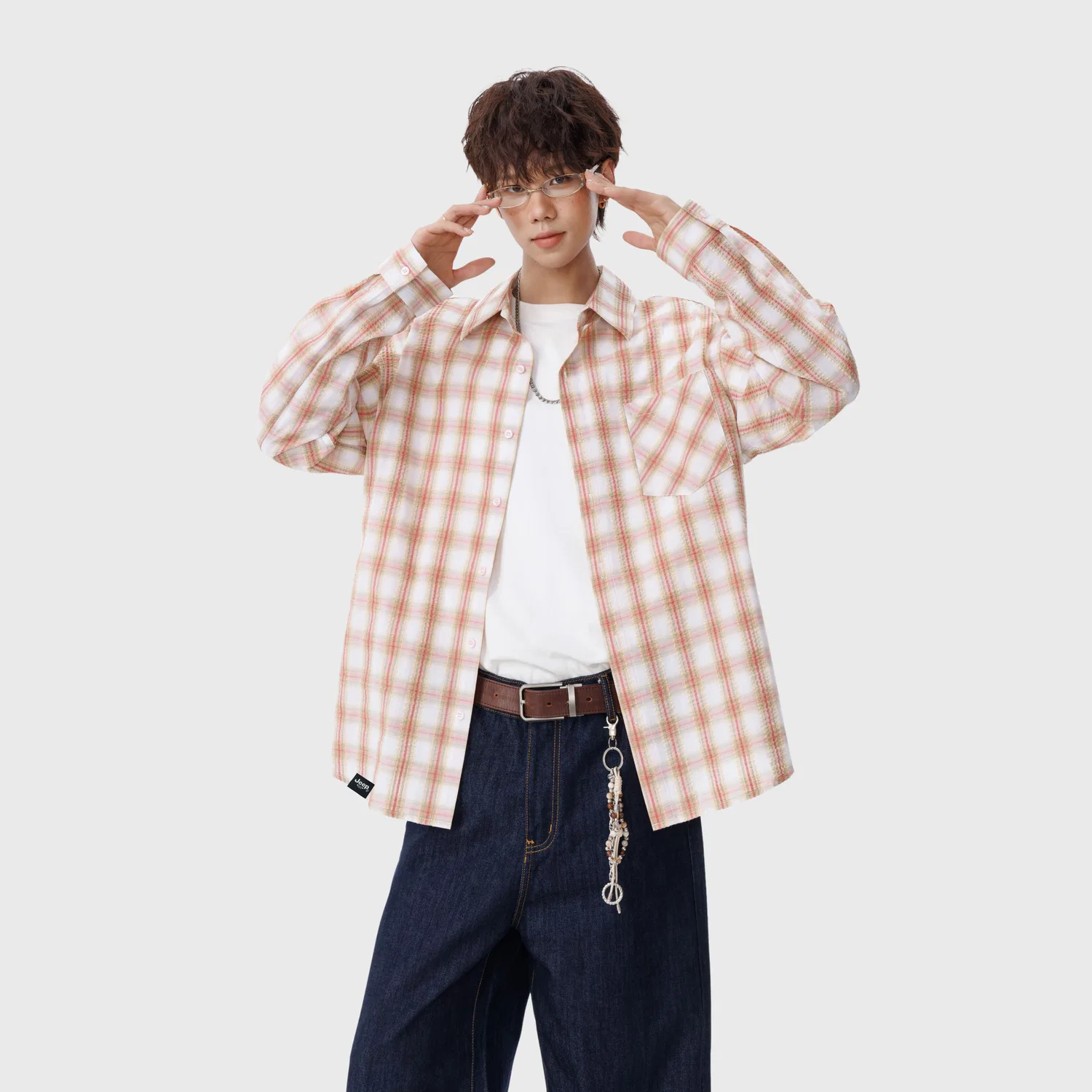 Детская рубашка с принтом в клетку Pink Plaid Jeep, Pink Plaid — фото 4