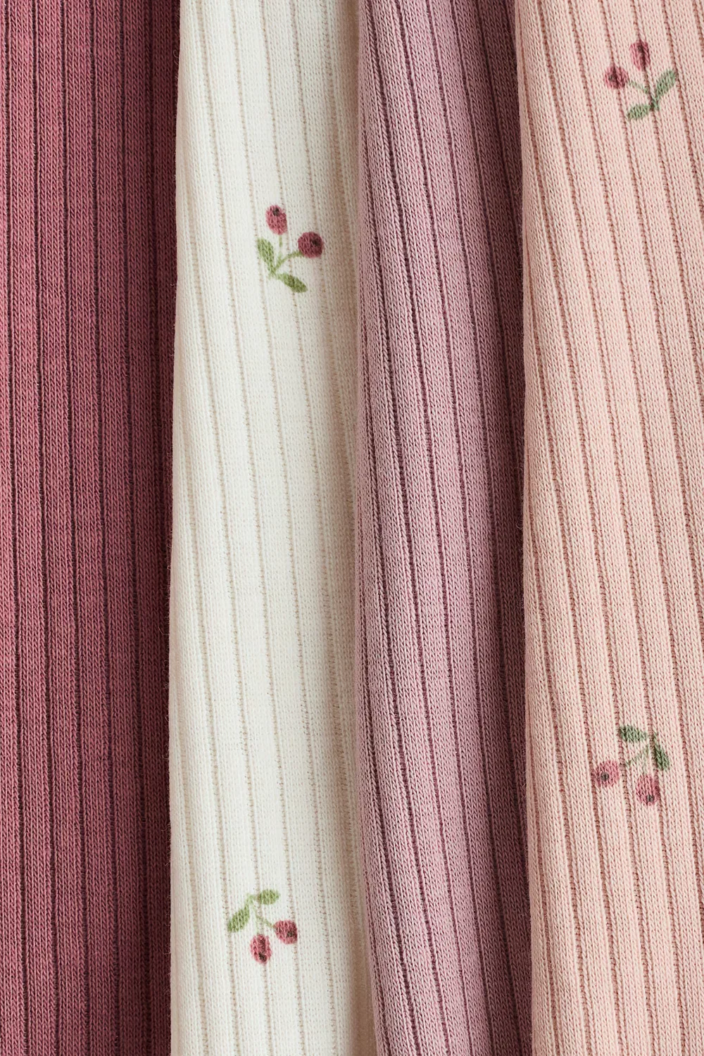 Комплект из 4 ребристых хлопковых брюк H&M, Rosa/Kirschen — фото 2