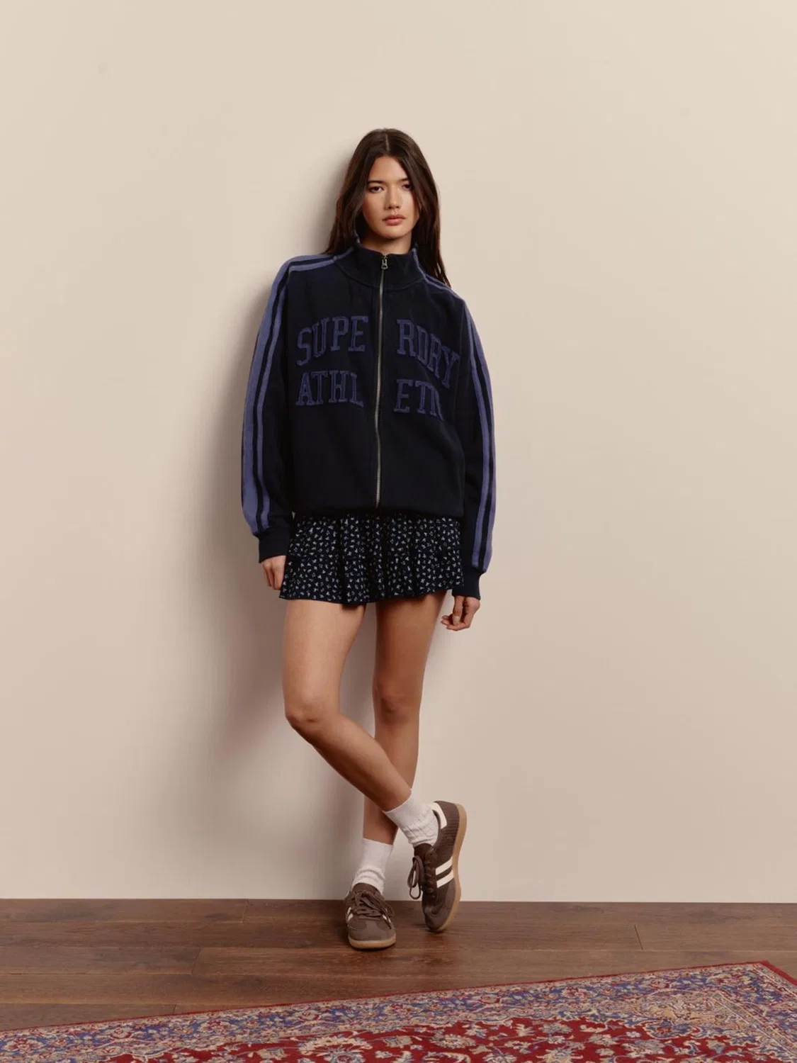 Юбка мини Rosa Ditsy Superdry, синяя