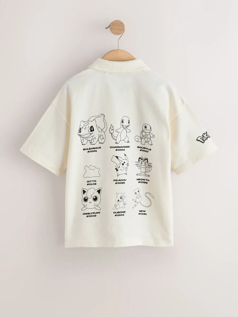 Рубашка Next Regular fit Button Up Shirt 'Pokemon' цвета слоновой кости — фото 2