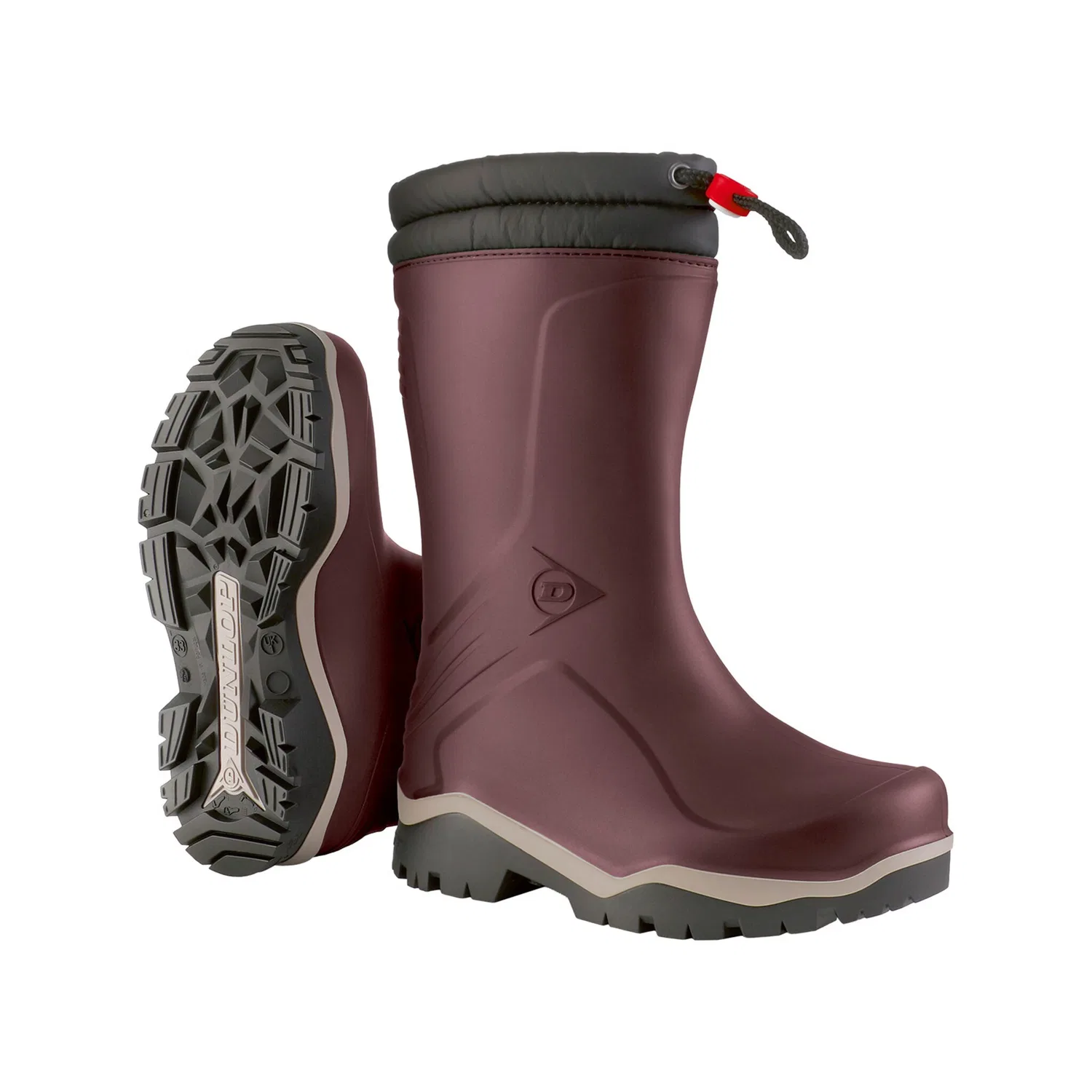 Детские резиновые сапоги с мехом Dunlop, Dark Red