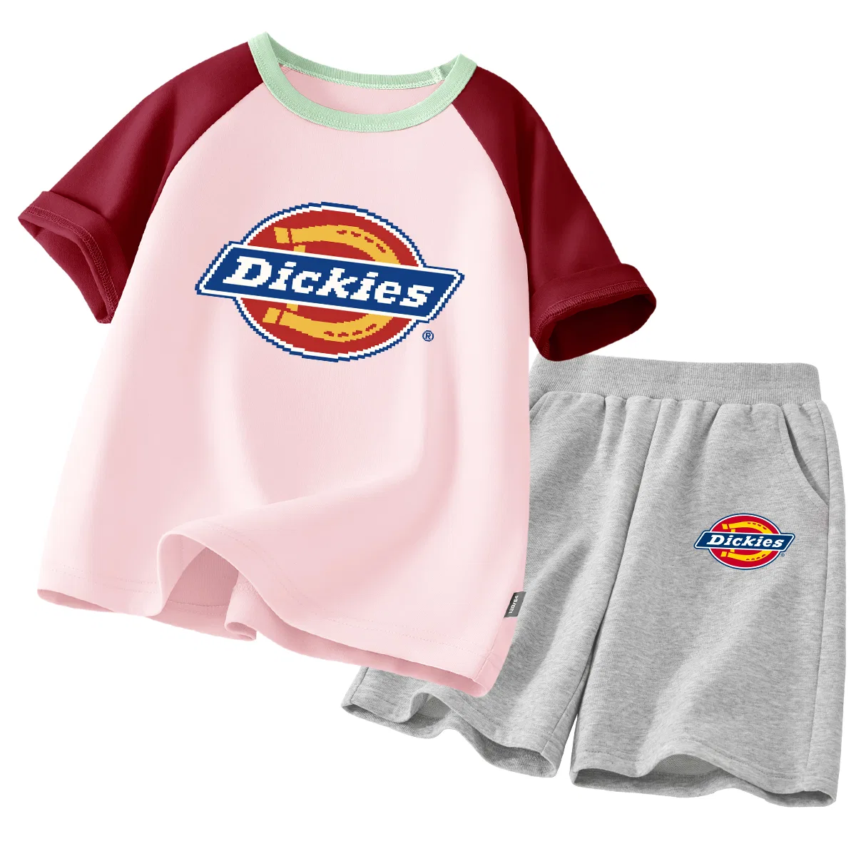 Детский спортивный костюм с принтом Pixel Red Pink+S Logo K Gray Dickies, Pixel Red Pink+S Logo K Gray