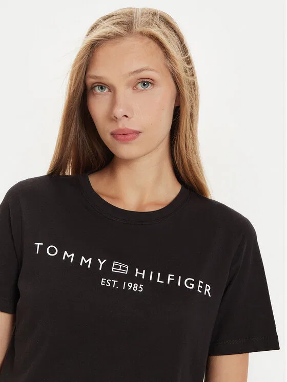 Футболка regular fit Logo Tommy Hilfiger, черный — фото 4