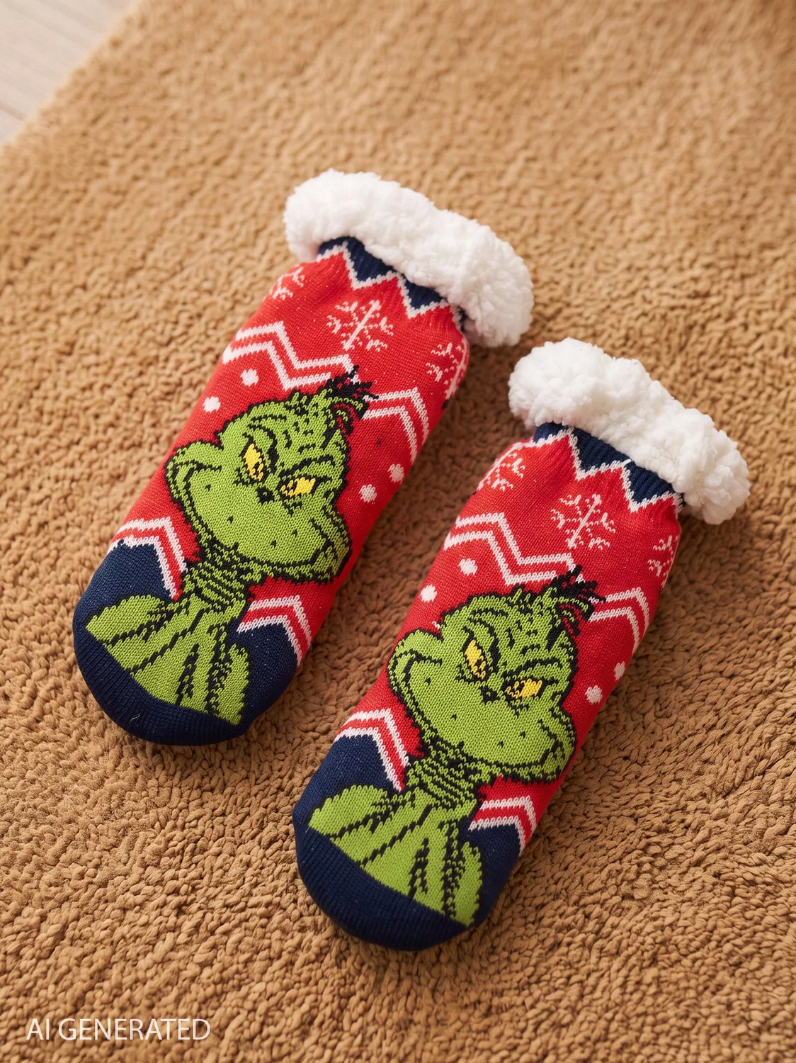 Носки домашние с принтом The Grinch, синий — фото 3