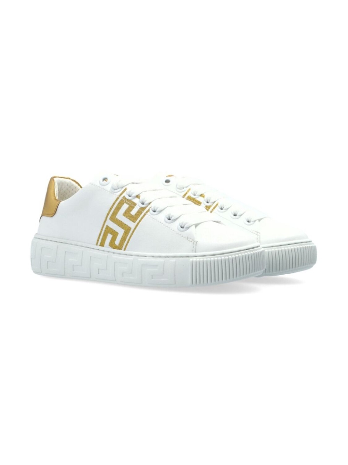 

Кроссовки Versace Kids с вышитым узором Greca, белый