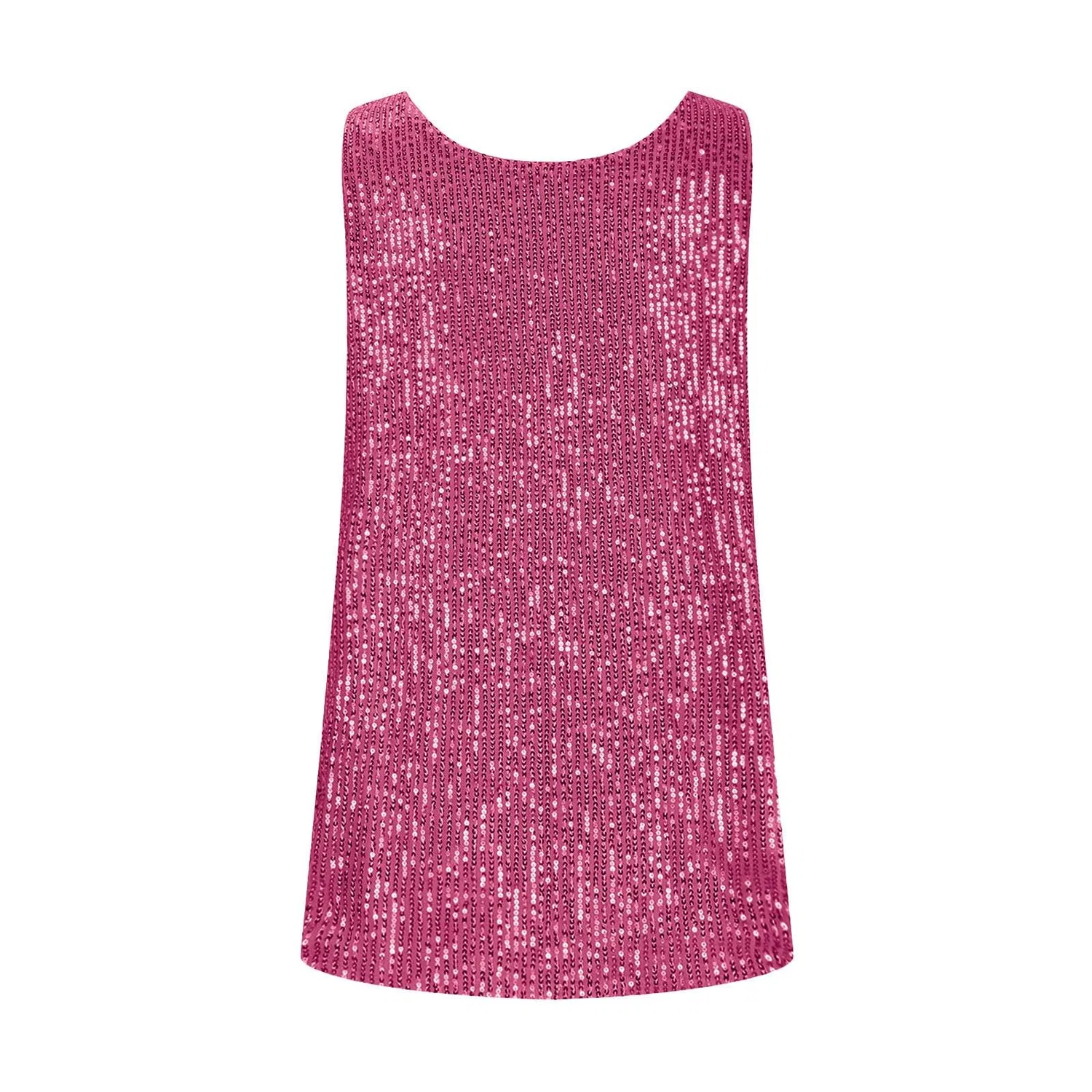 Женская туника без рукавов с блестками Sparkly Elegant Loose Sleeveless Tunic Top, Hot Pink — фото 3