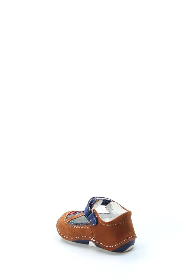 Детские повседневные туфли для девочек из натуральной кожи Tugerdi, Tan Navy Blue Thermo Sole — фото 4