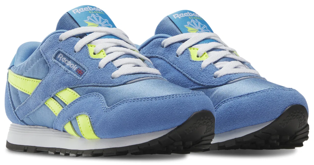 Кроссовки для девочек Classic Nylon Reebok, цвет Essential Blue/Solar Acid Yellow/Aluminum Blue — фото 2