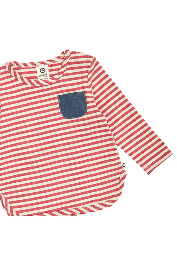 Боди с длинным рукавом long sleeved top Musli By Green Cotton, Mineral Red-tofu, красный — фото 3