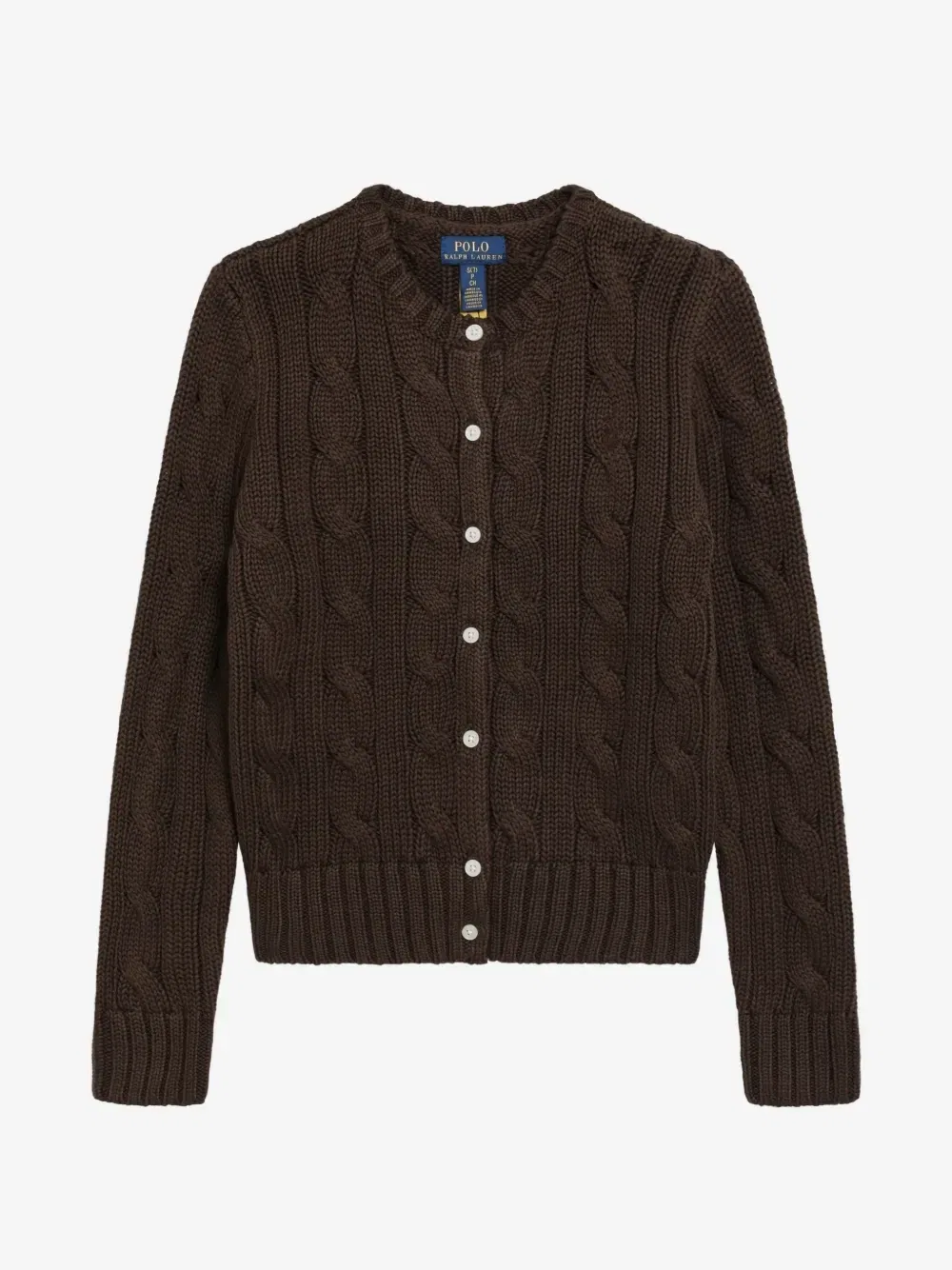 Кардиган из хлопковой пряжи с узором косичка POLO RALPH LAUREN KIDS, коричневый