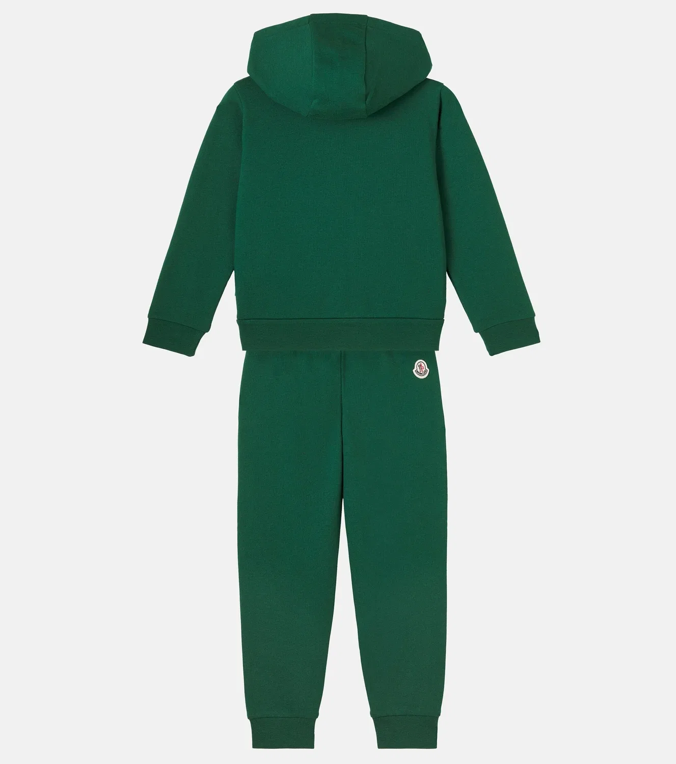 Комплект из флисовой толстовки с капюшоном и спортивных штанов Moncler Enfant, зеленый — фото 2
