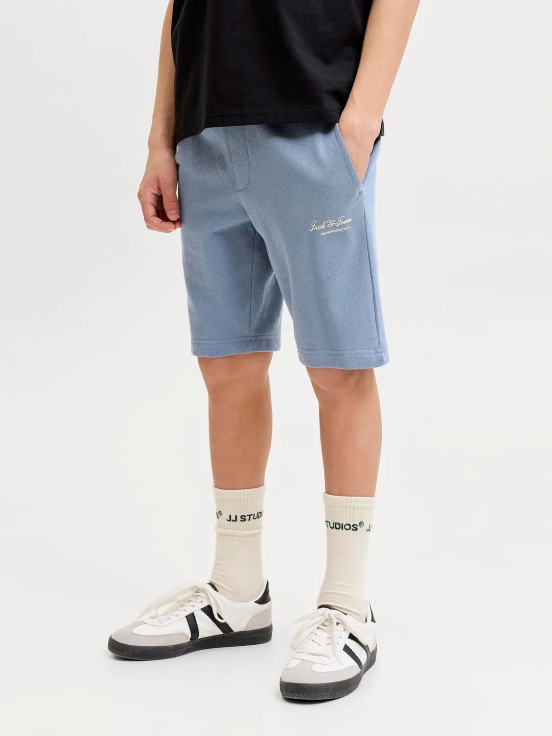 Шорты джоггеры из футера Jack & Jones Junior, синие