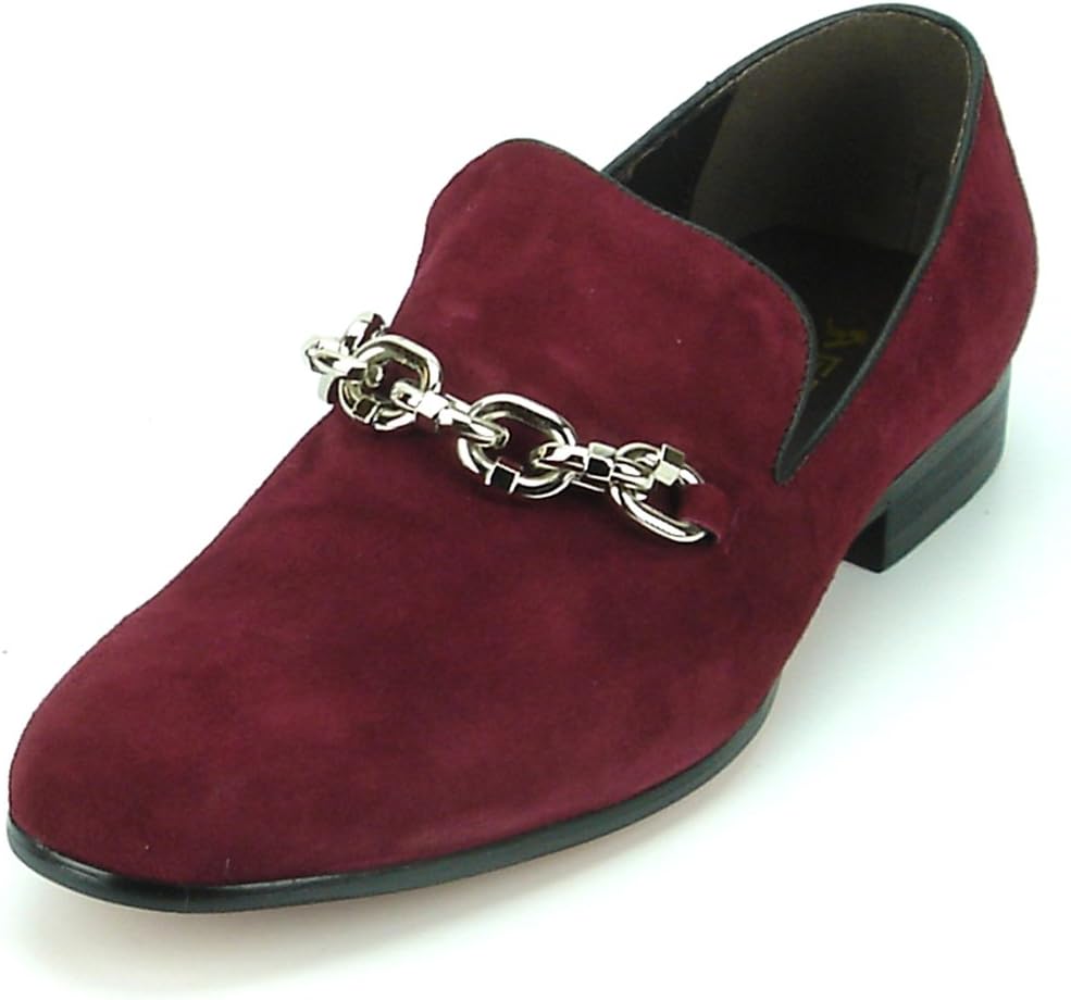 

Мужские замшевые лоферы без шнурков FI-7191 с цепочкой Fiesso By Aurelio Garcia, бордовый