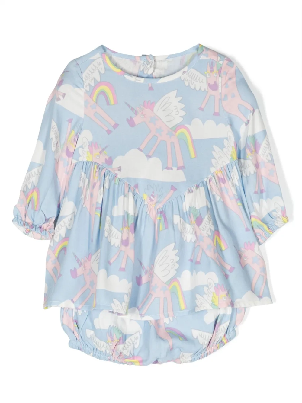 

Комплект из платья и блумеров с графичным принтом Stella McCartney Kids, синий