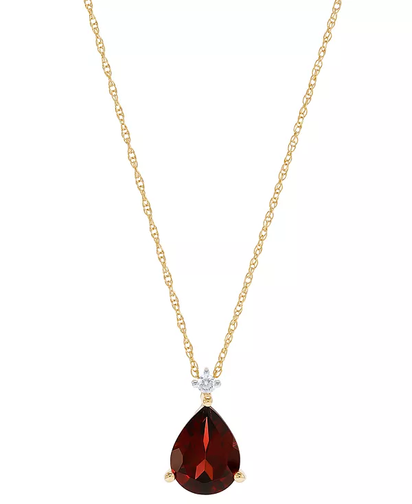 

Ожерелье с подвеской 18 дюймов из 14-каратного золота с гранатом (1-3/4 карата) и бриллиантами Macy'S, garnet
