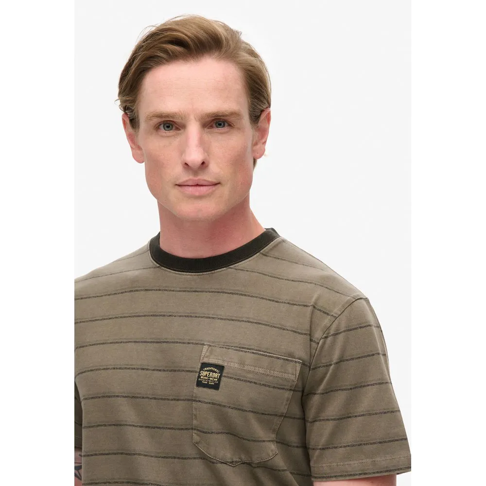 Футболка с коротким рукавом Superdry Textured Stripe Pocket, коричневый — фото 4