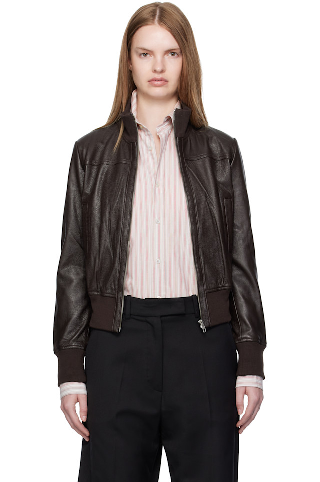 

The Frankie Shop Коричневая кожаная куртка Тобиас