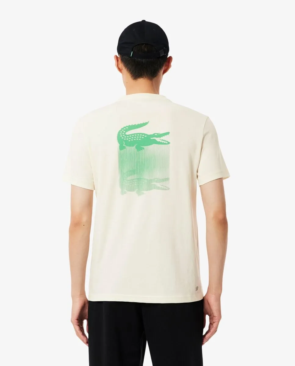 Мужская спортивная футболка с принтом Ultra-Dry, белая, короткий рукав Lacoste, белый — фото 2