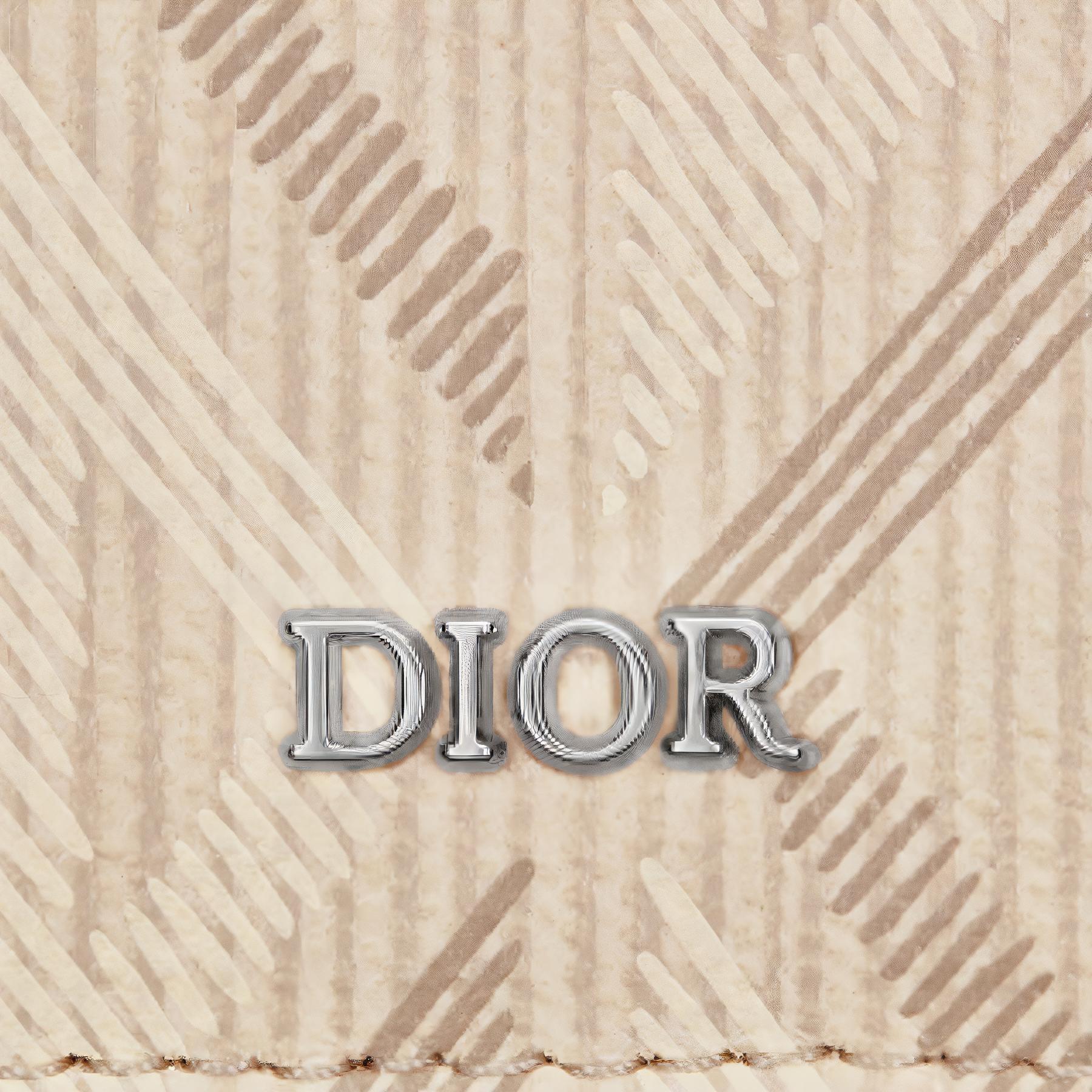 DIOR Женский картхолдер из натуральной гладкой телячьей кожи с канвой бежевый — фото 4