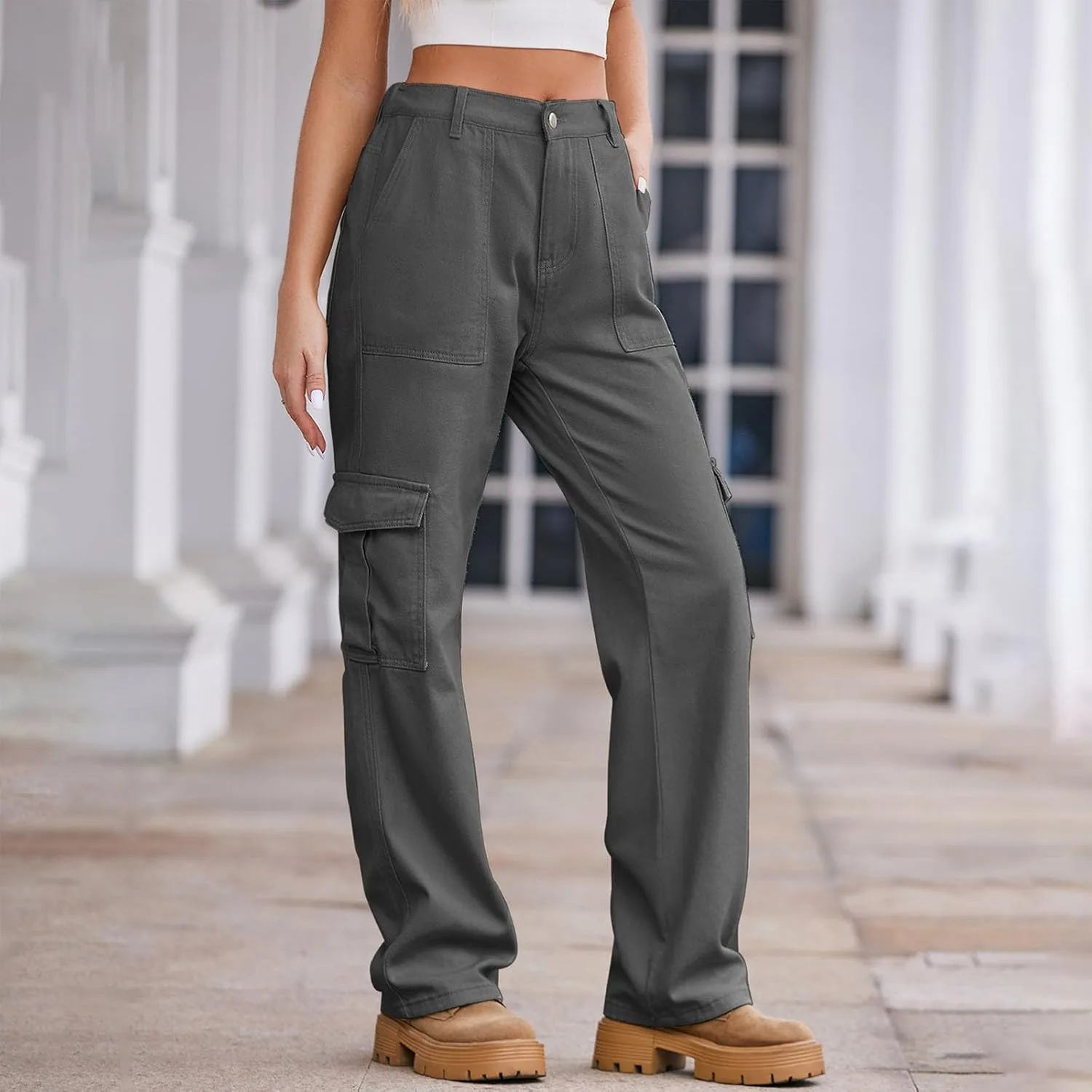 Широкие женские карго джинсы в стиле y2k streetwear — фото 3