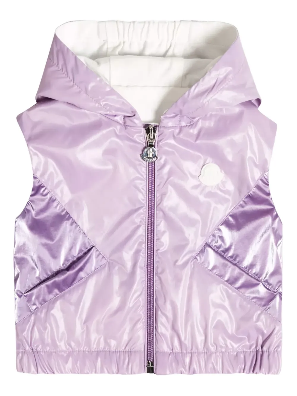 

Жилет с капюшоном и нашивкой-логотипом Moncler Enfant, фиолетовый