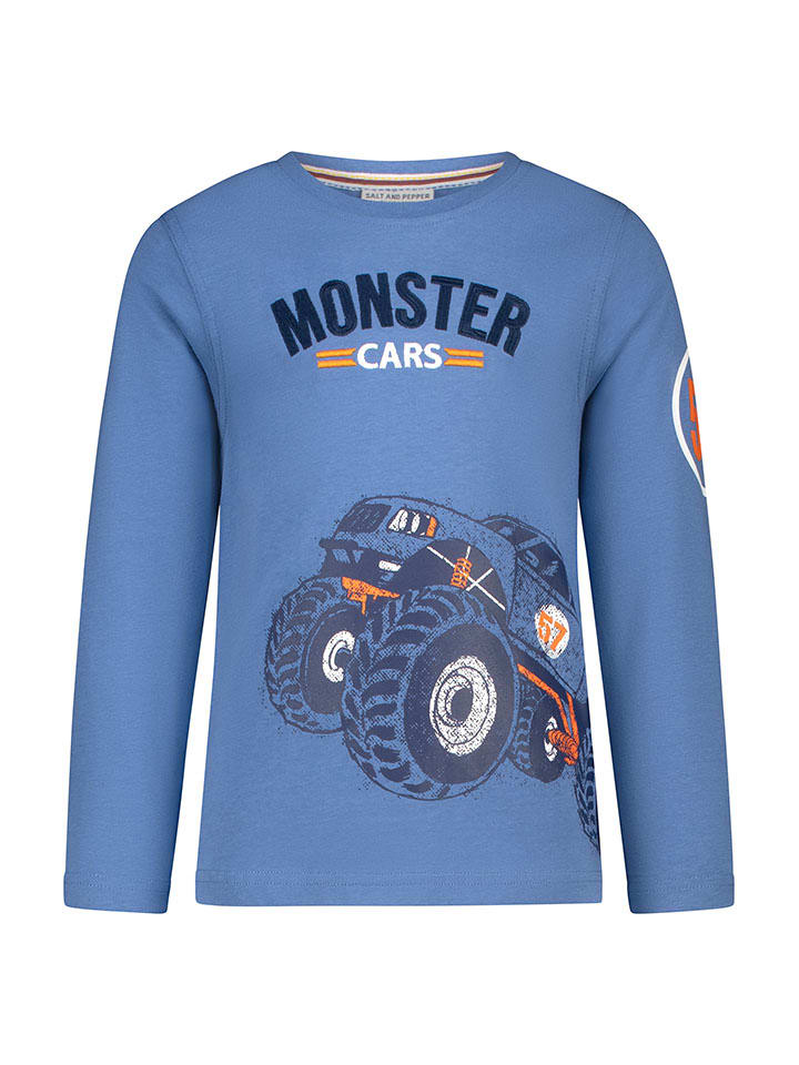 

Salt and Pepper Футболка с длинными рукавами «Monster cars» синего цвета