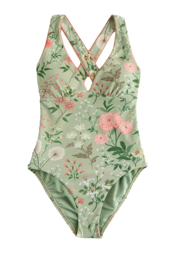 

Купальник стандартного кроя с текстурированной поверхностью и глубоким вырезом, обеспечивающий утягивание живота. Laura Ashley, Green, Серый, Купальник стандартного кроя с текстурированной поверхностью и глубоким вырезом, обеспечивающий утягивание живота.