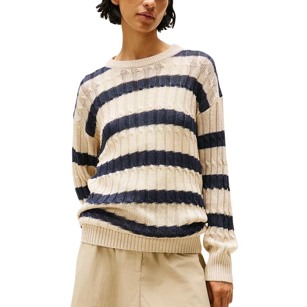 Женский свитшот из льна с широкими полосками Tommy Hilfiger, Beige