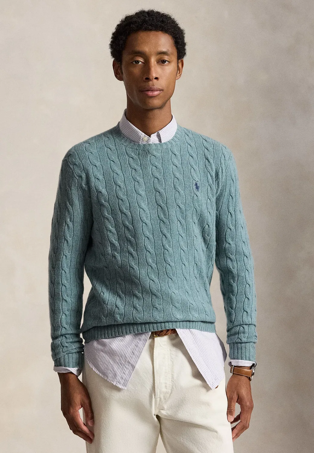 Свитер-Джемпер крупной вязки из шерсти и кашемира Polo Ralph Lauren, Turquoise Jay Heather