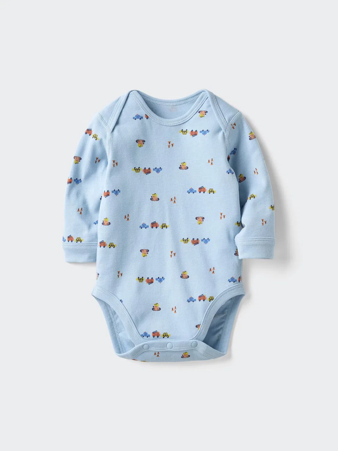Боди, Uniqlo, базовое боди, с длинными рукавами и принтом, синий