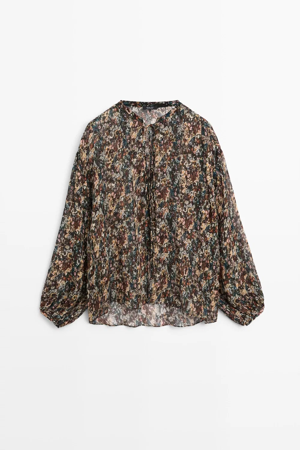 Рубашка Massimo Dutti Floral Print Flowing, черный — фото 2