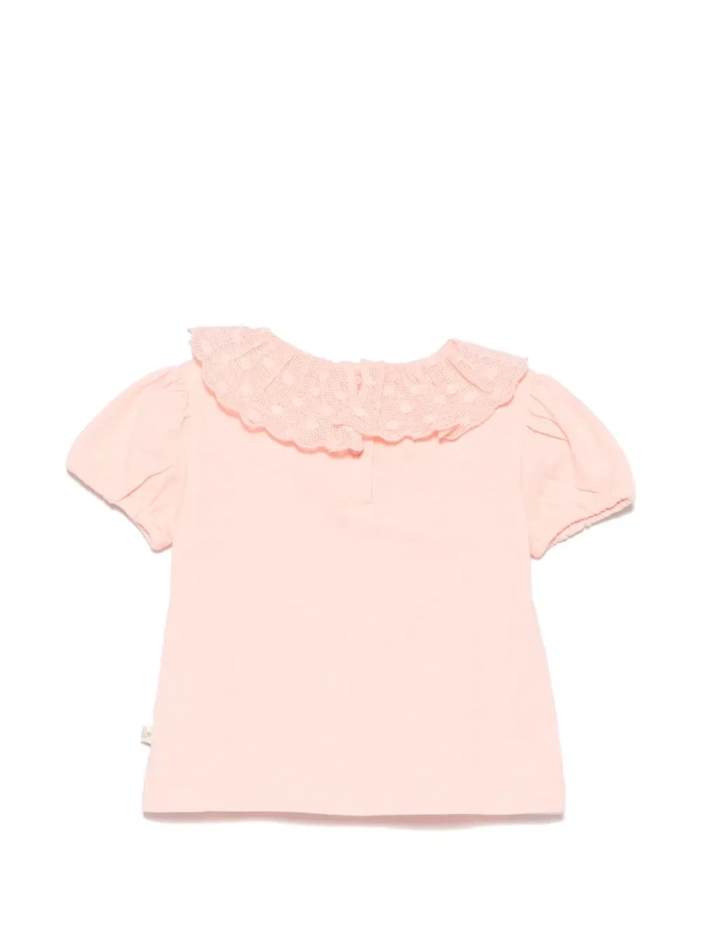 Футболка с коротким рукавом из хлопка с ворником-рюшами Bonton, розовый — фото 2