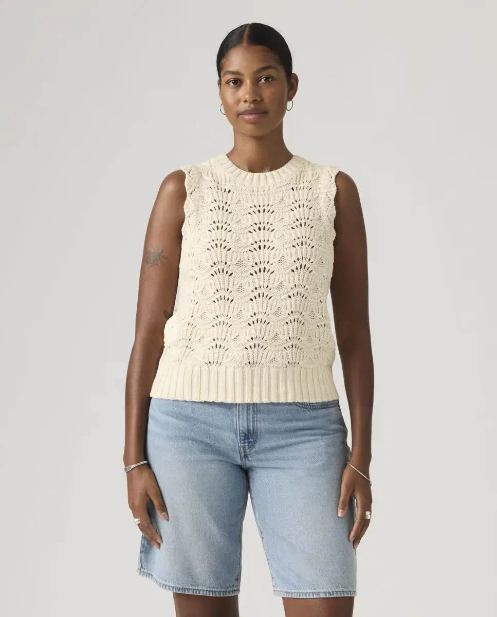 Женский вязаный жилет с круглым вырезом Levi's, Crema