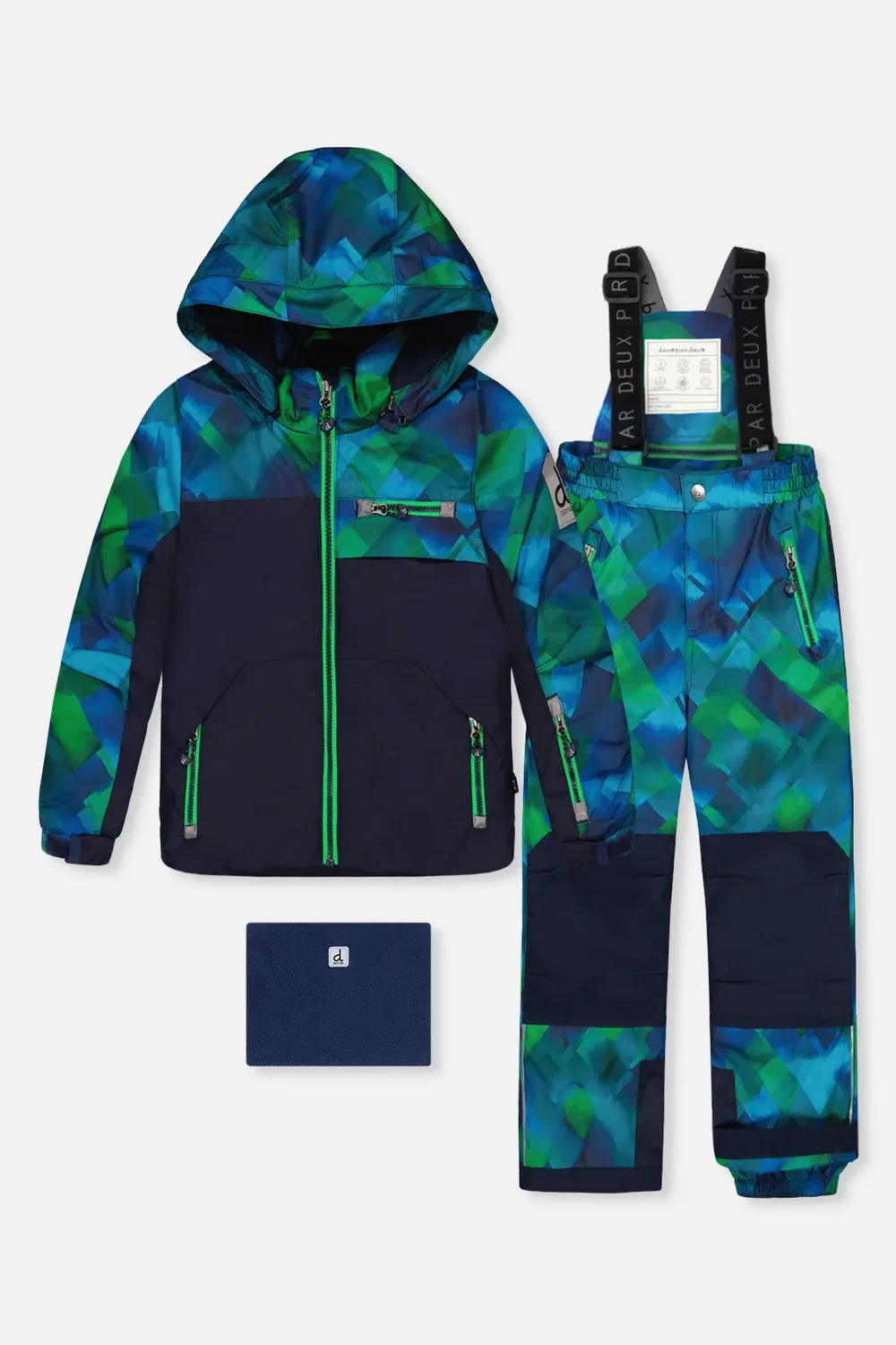 Детский комбинезон для мальчиков зимний утепленный Two Piece Play Snowsuit Deux par Deux, Blue and Green Checkered Print