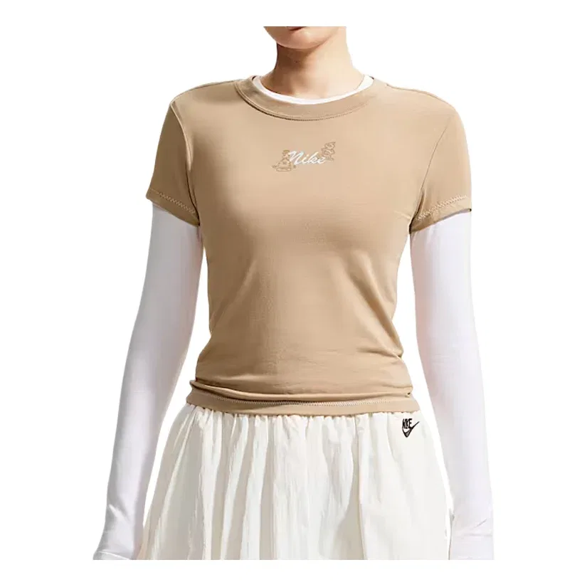 Женская футболка Sportswear Chill Knit Fitted T-Shirt 'Tan' Nike, Tan