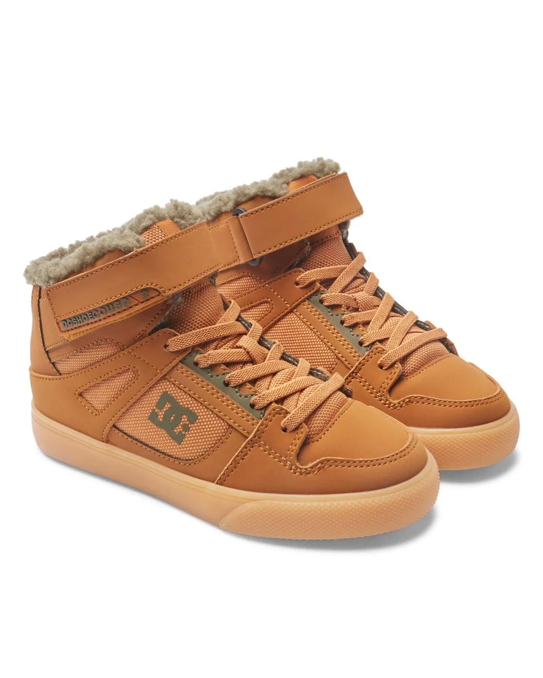 Детские кроссовки для мальчиков с замшей Pure High WNT DC Shoes, Wheat — фото 2