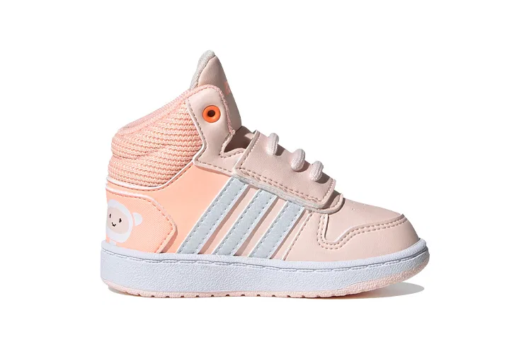 Детские кроссовки для малышей с высоким верхом Hoops 2.0 Mid I Slip Resistant Adidas Neo, Pink White — фото 3