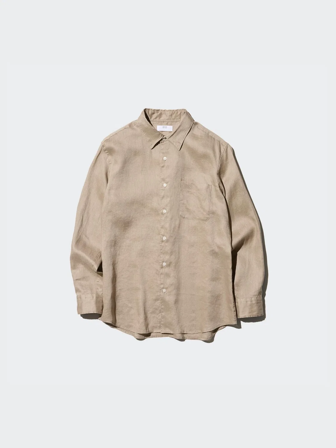 Рубашка Uniqlo, из высококачественного льна, оливковый — фото 4