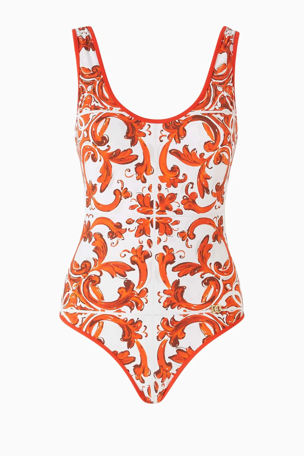 Купальник слитный с принтом Majolica Racing Dolce & Gabbana, оранжевый