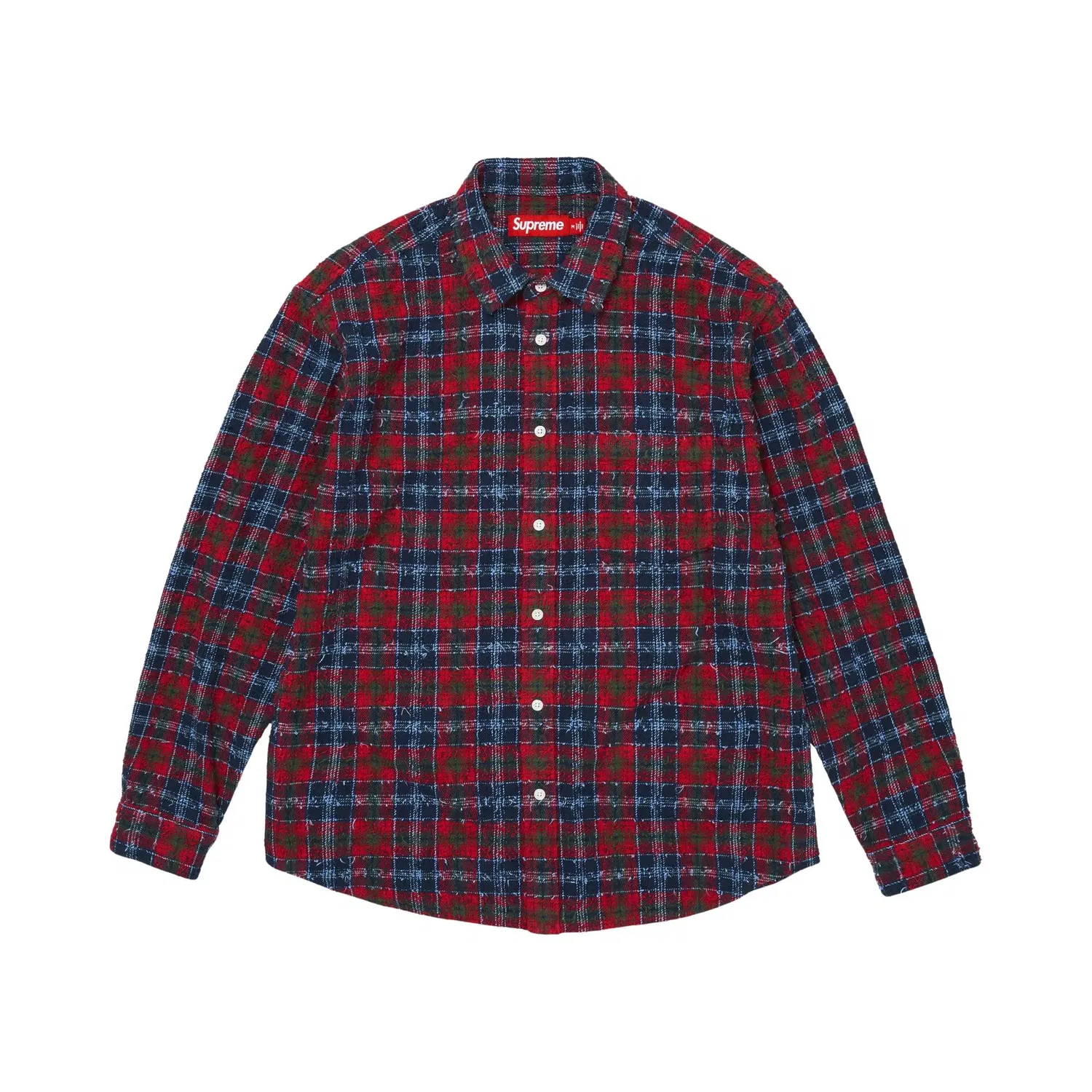 Рубашка с принтом в клетку Supreme Frayed Textured Plaid, Navy