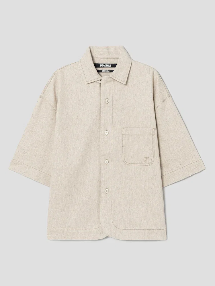 Рубашка с коротким рукавом La Chemise Paysan De-Nime JACQUEMUS, Beige