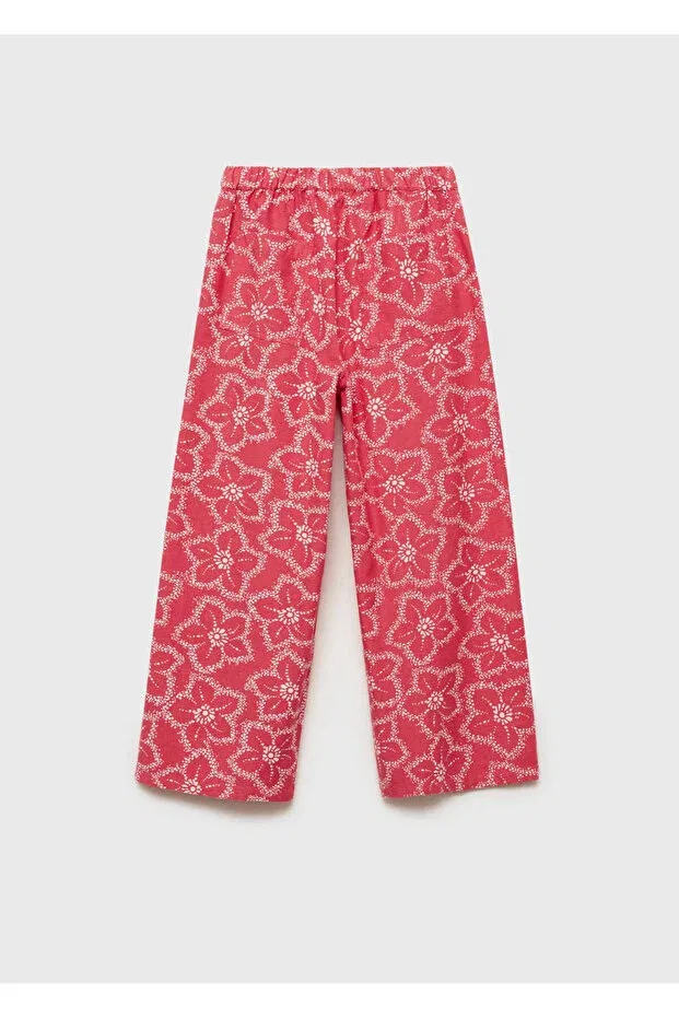 Детские брюки для девочек с цветочным принтом Mango Kids, Strawberry Red — фото 4