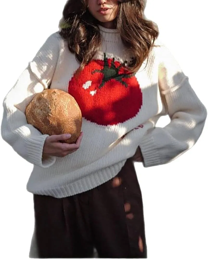 Женский свитер с вышивкой Tomato Pattern, молочно-белый