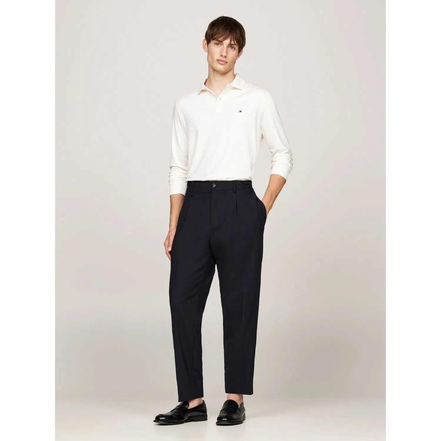 Мужское поло с длинным рукавом из джерси Tommy Hilfiger, Ivory Petal — фото 3