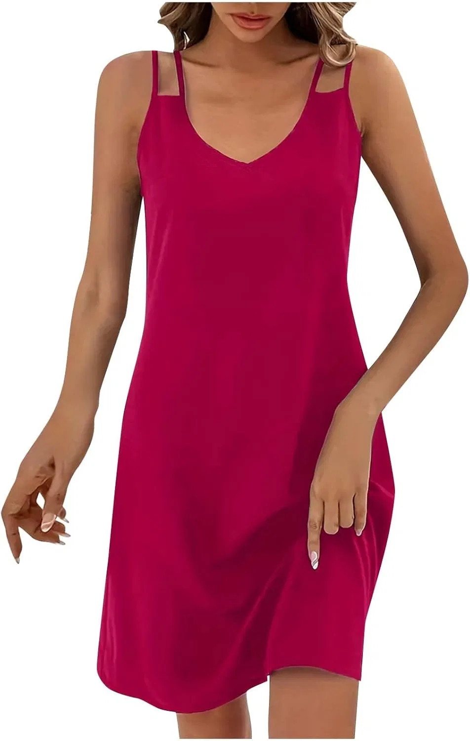 Женское A-силуэта платье на тонких бретелях, Hot Pink