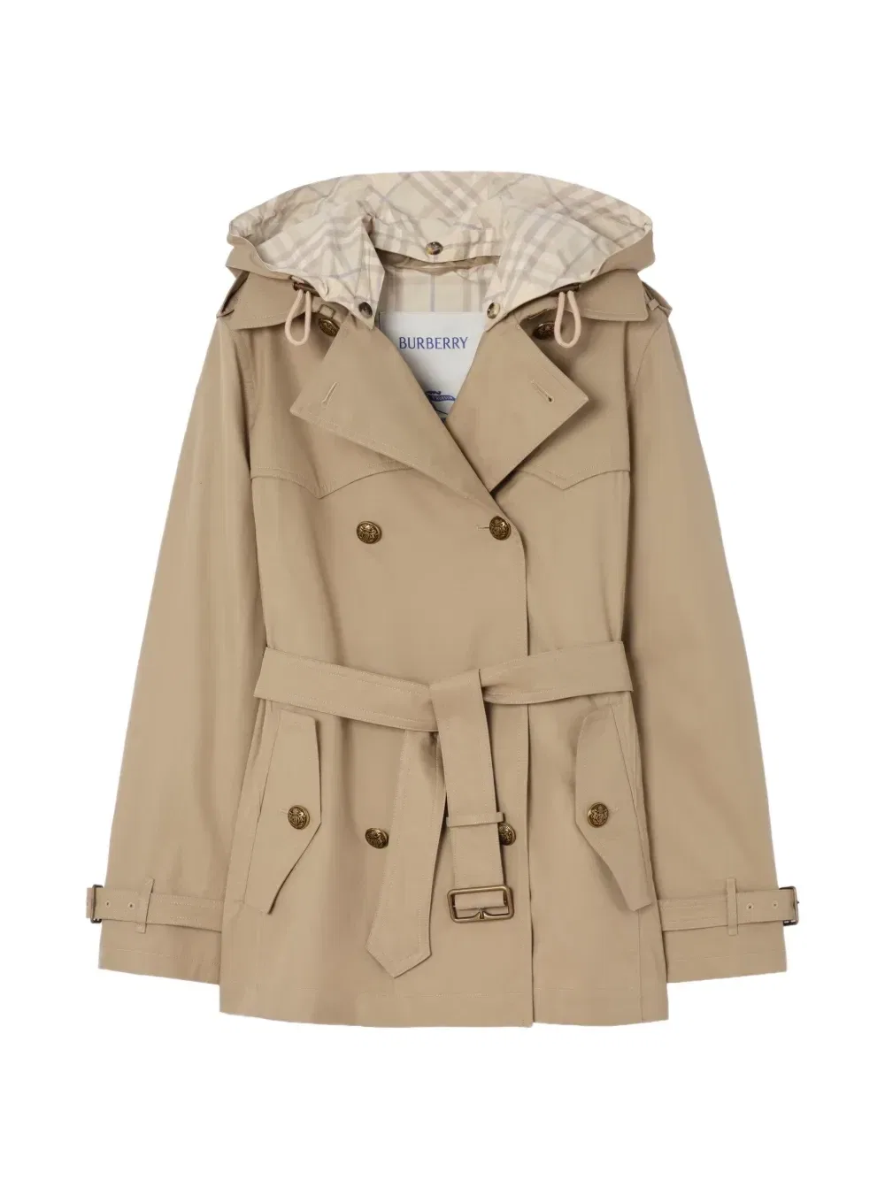 Короткий тропический габардиновый тренч Foxfield Burberry, бежевый