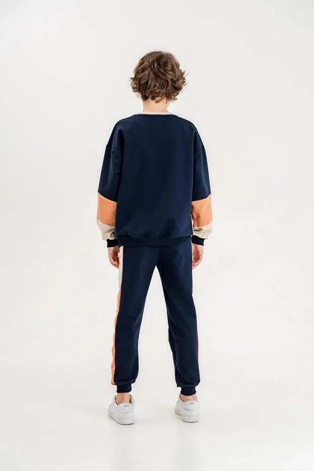 Детский спортивный комплект для мальчиков с принтом Always Brave Mışıl Kids, Navy Blue — фото 4