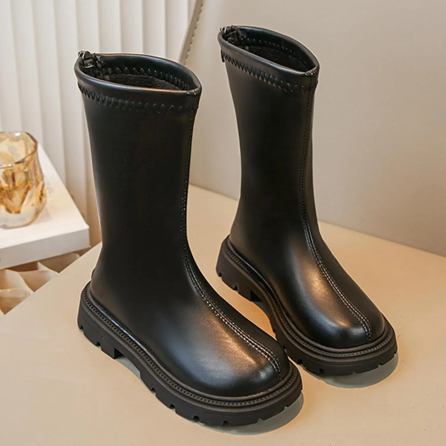 Детские ботинки для девочек с принтом, модель Girls Ankle Boots, Black — фото 2